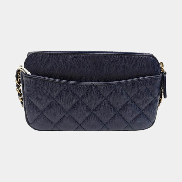 CLASSIC FLAP Mini Quilted Grained Calfskin Blue