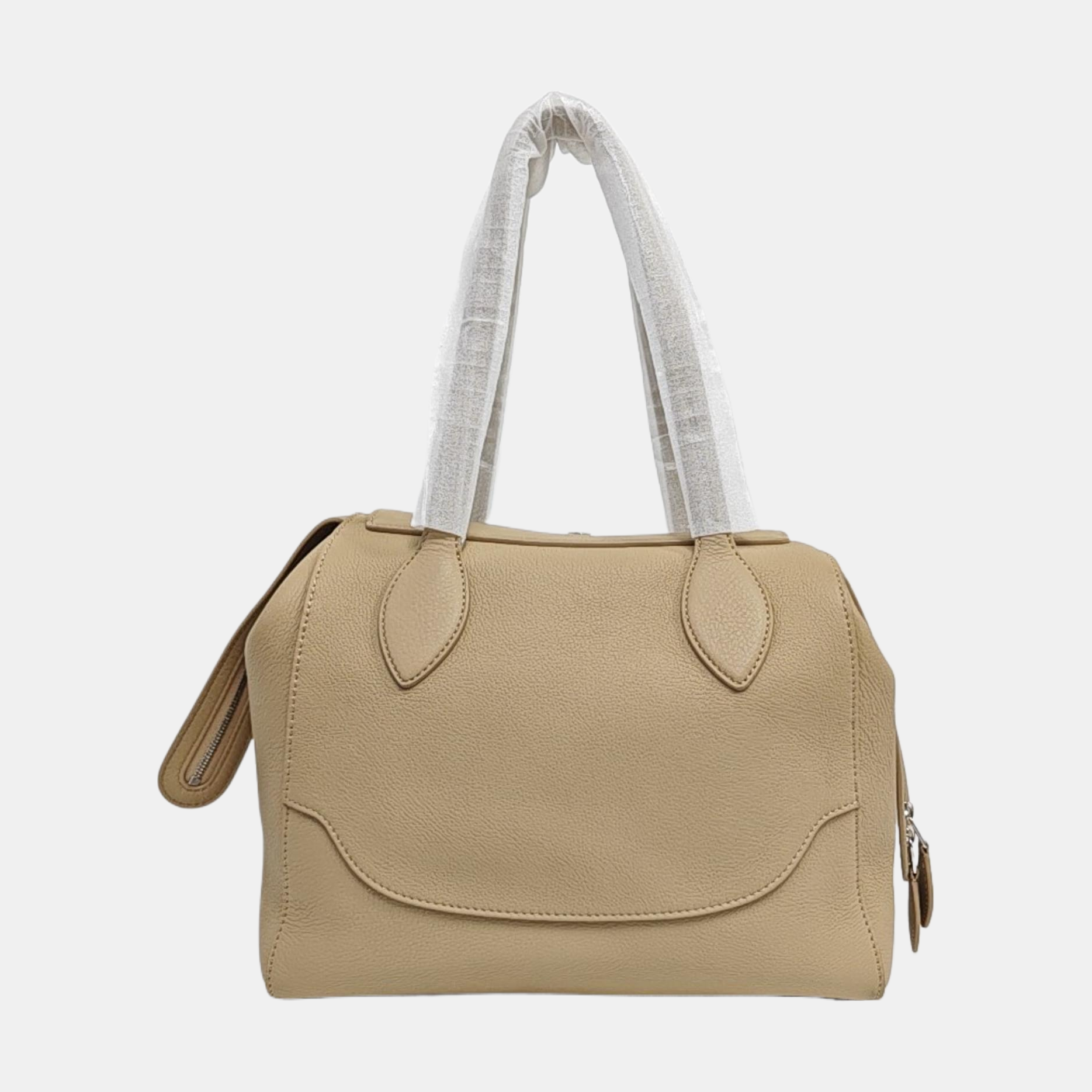 Calfskin Top Handle Bag Beige