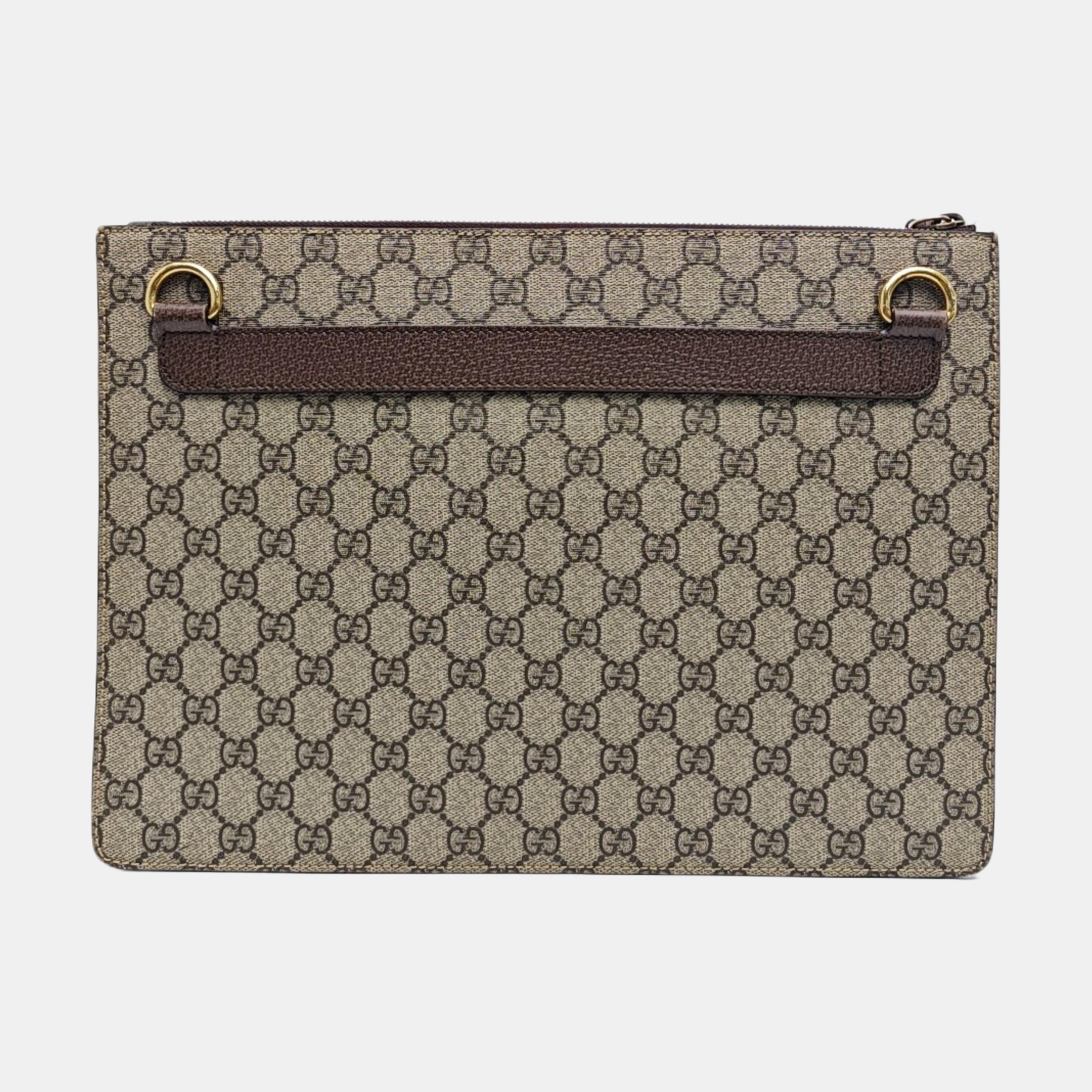 Monogram Coated Canvas Clutch Beige