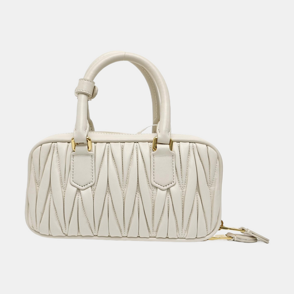 Arcadie Matelassé Mini Quilted Lambskin White