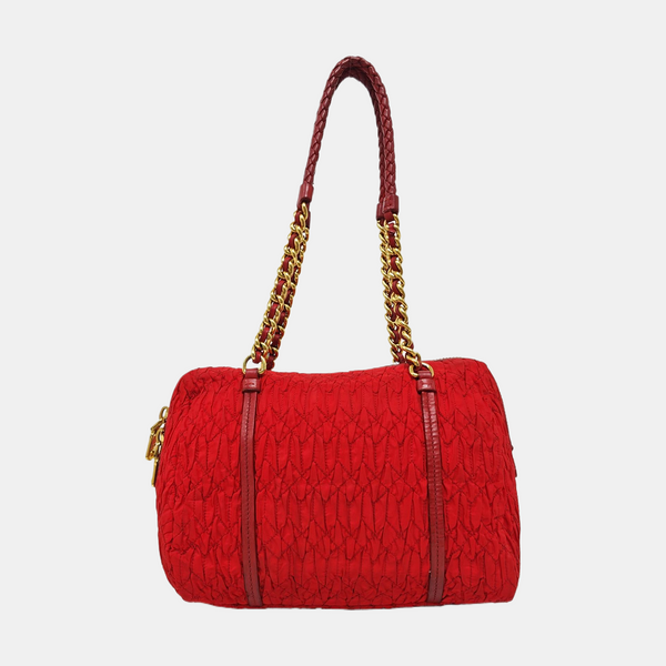 Quilted Canvas Tote Bag Red
