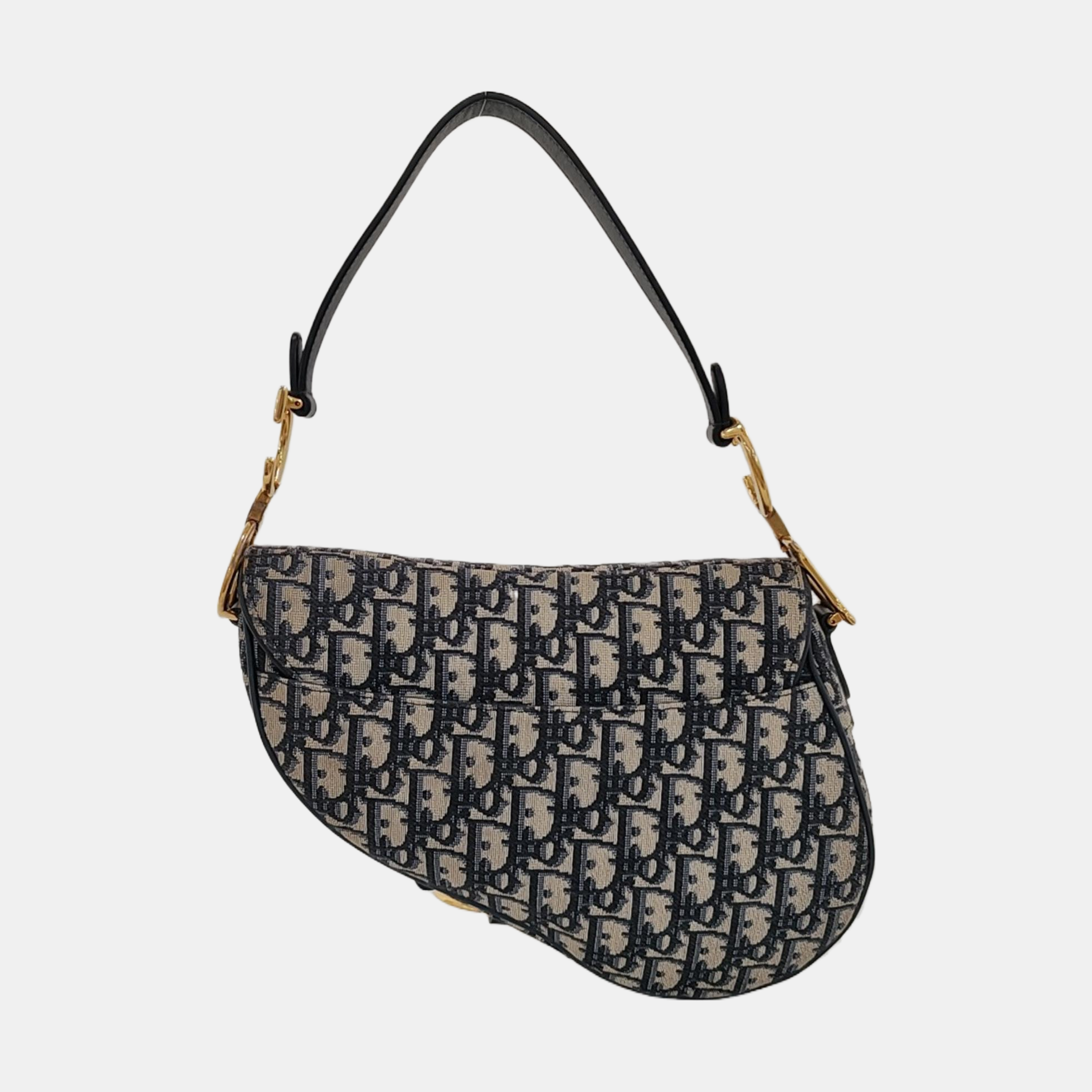 Authenticated pre-owned  Saddle Medium Oblique Canvas Blue - Top Handle Bag at Looply