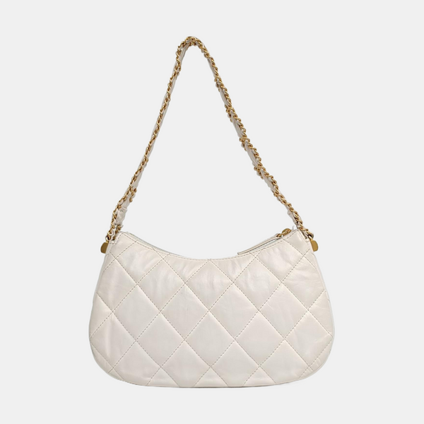 Chanel 19 Pequeño Piel de Becerro Acolchada Blanca