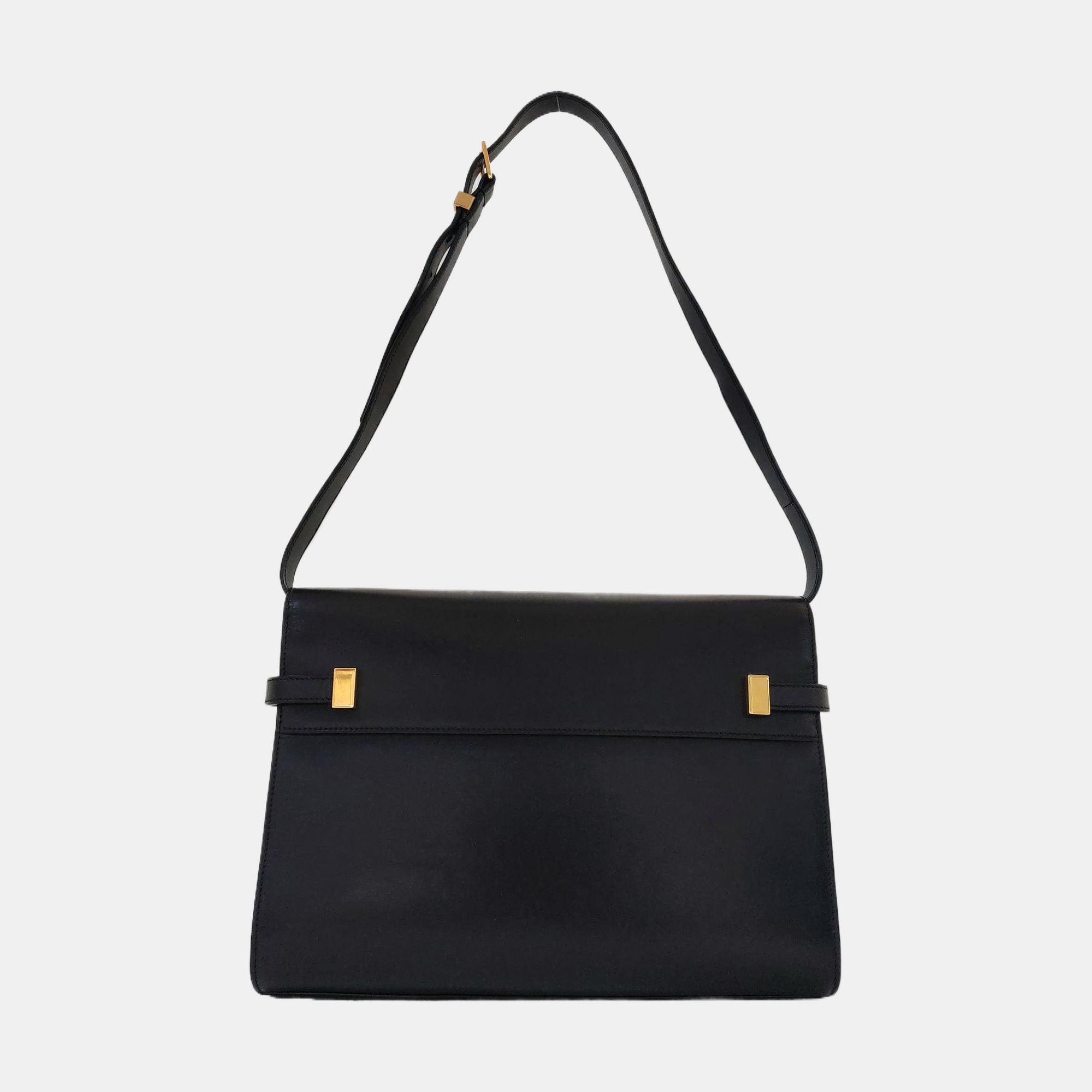 Authenticated pre-owned  MANHATTAN Calfskin Black - Top Handle Bag at Looply