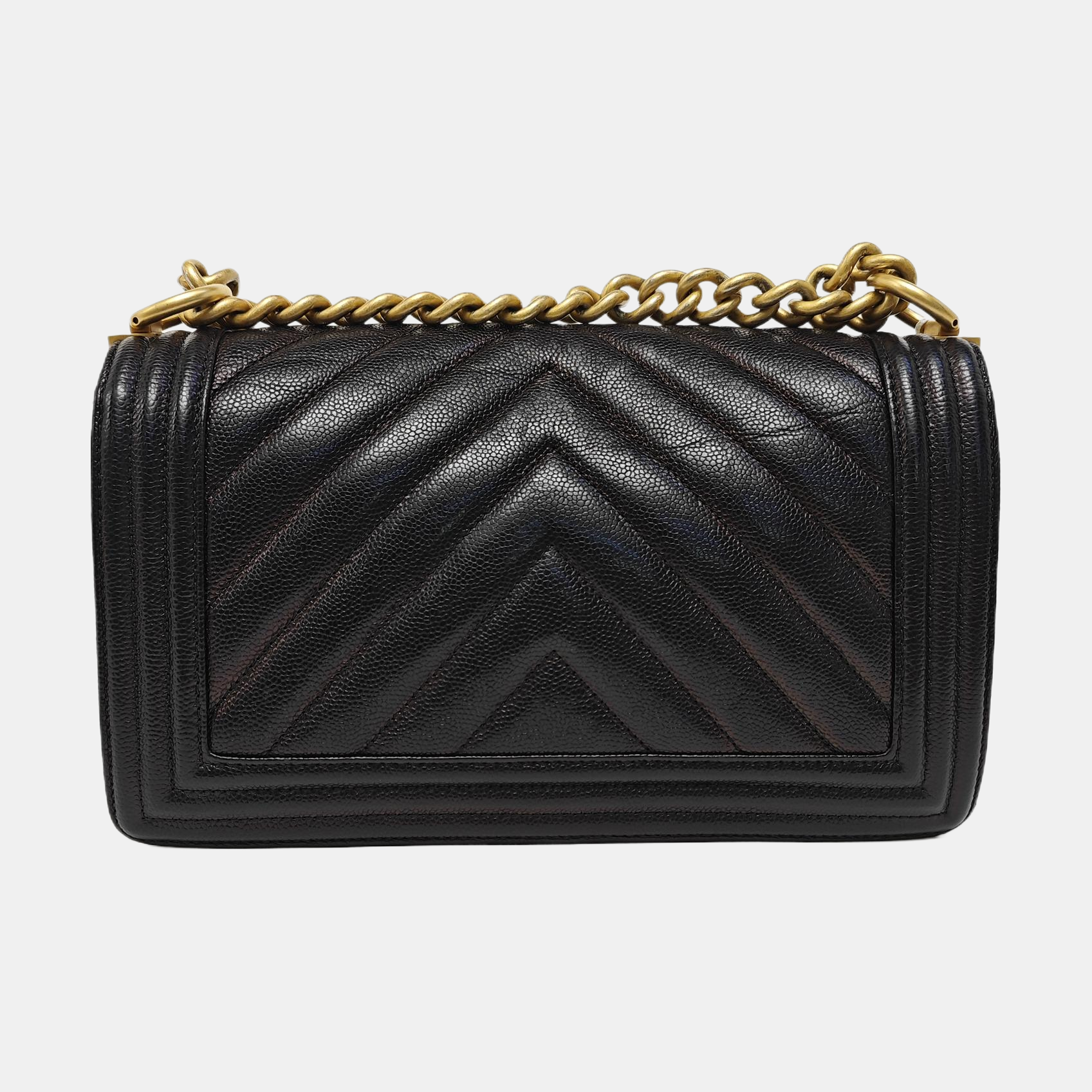 BOY CHANEL Medium Chevron Grained Calfskin Black