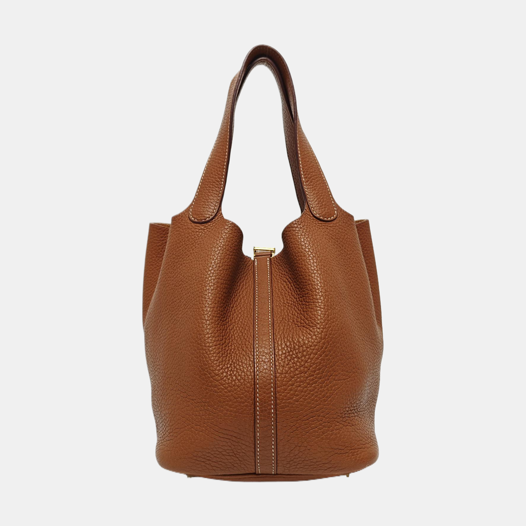 Authenticated pre-owned  Picotin Lock 22 Clemence Brown - Bucket Bag at Looply