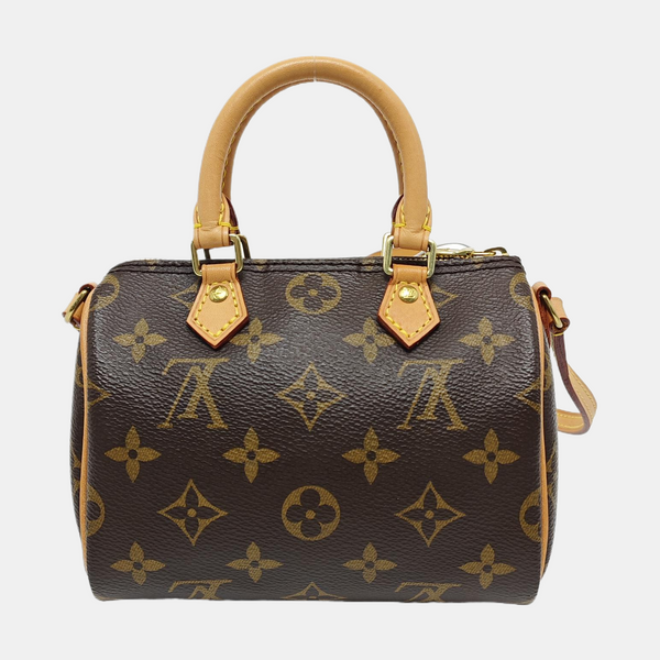 Authenticated pre-owned  SPEEDY Nano Monogram Coated Canvas Brown - Shoulder Bag at Looply