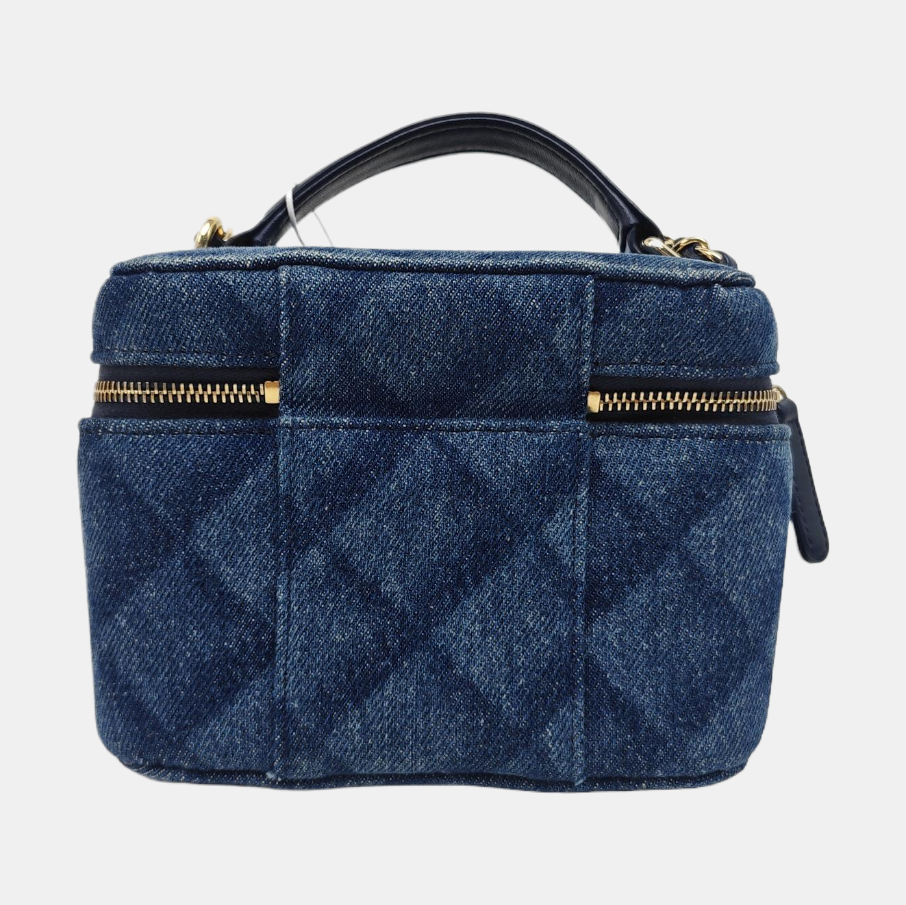 VINTAGE COSMETIC BAGS Quilted Denim Blue