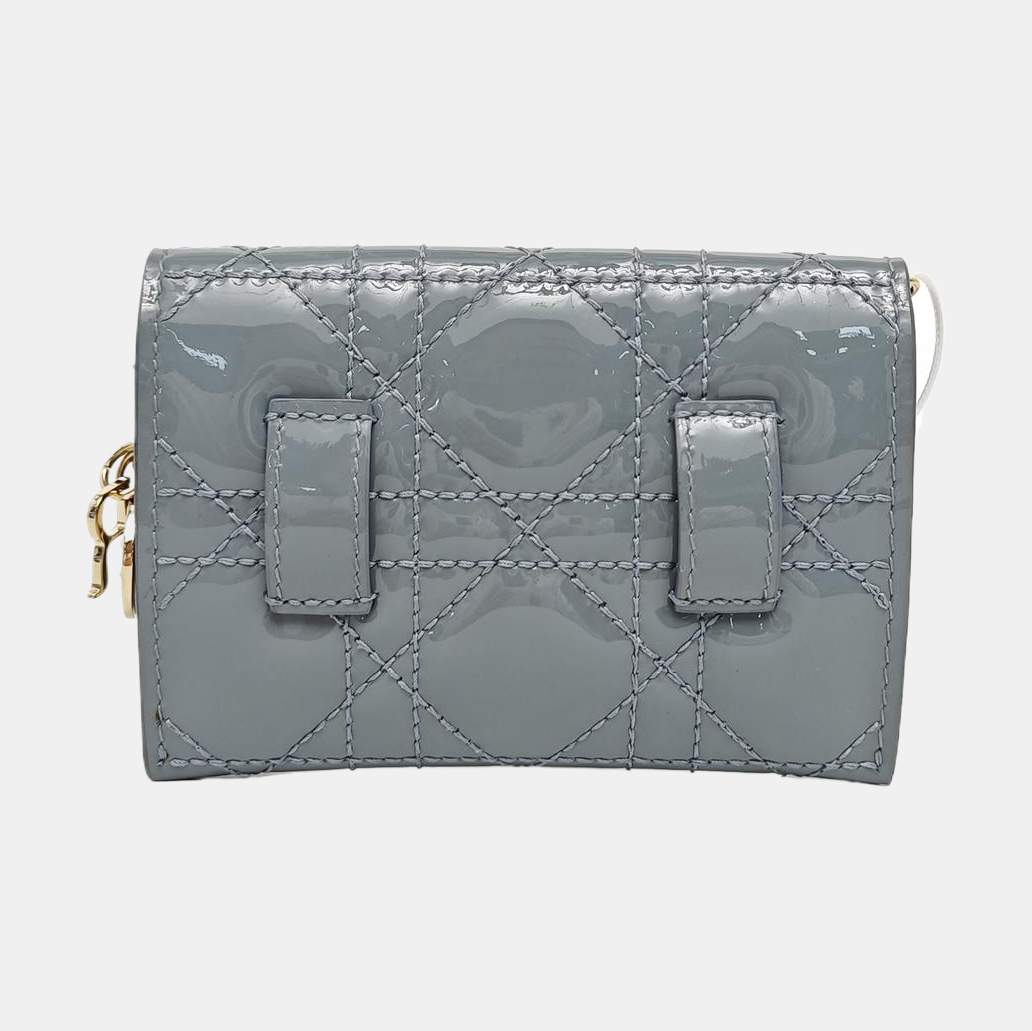 Lady Dior Cuero Charol Acolchado Azul