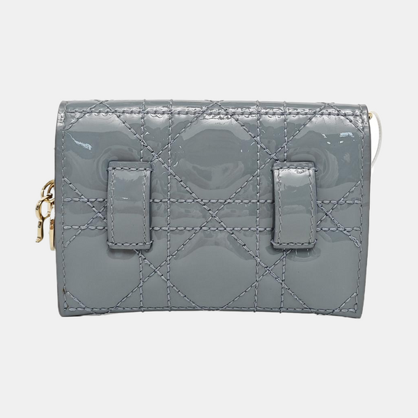 Lady Dior Cuero Charol Acolchado Azul