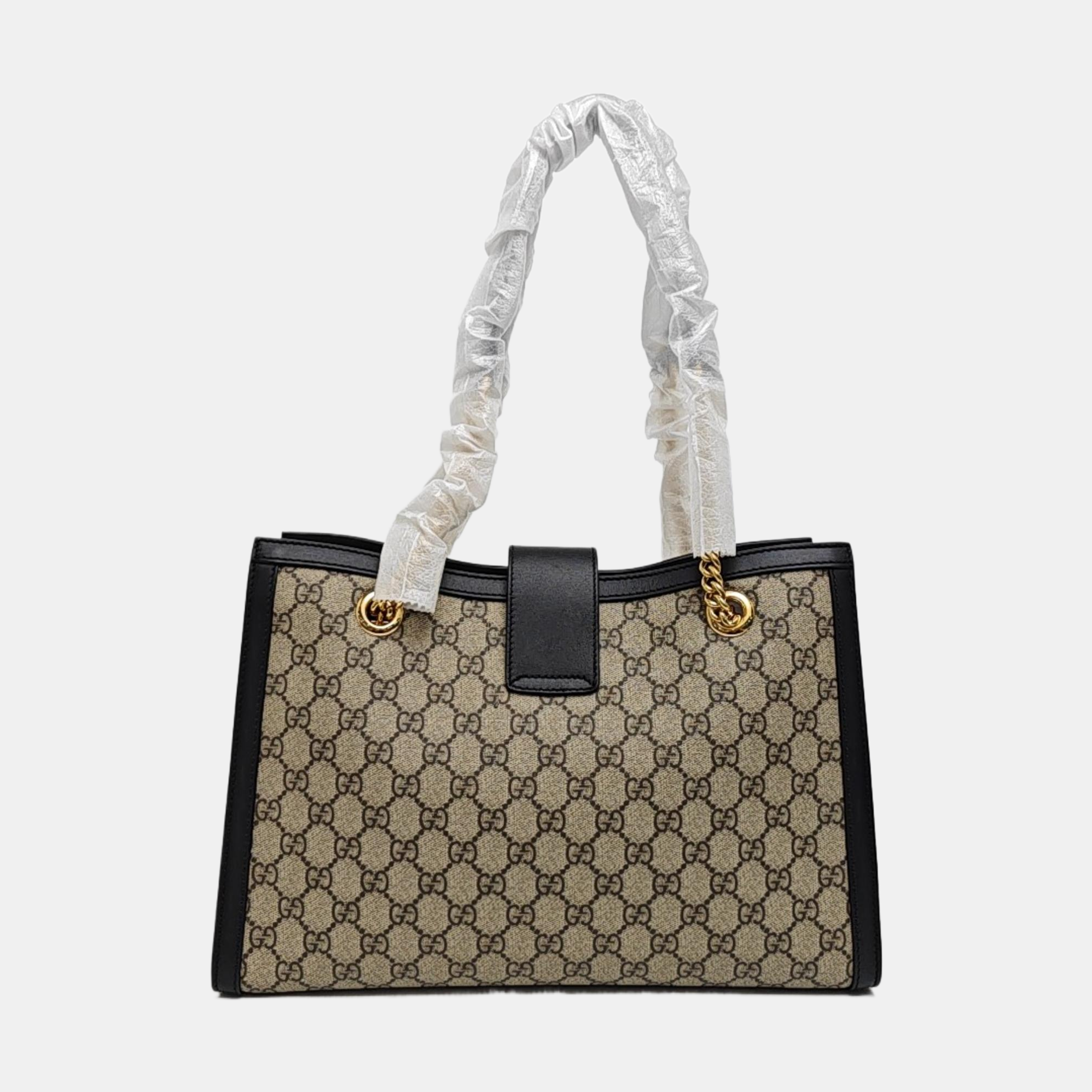 Padlock Medium Monogram Coated Canvas Beige