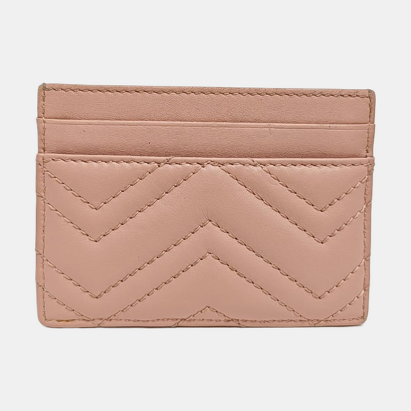 GG Marmont Mini Quilted Calfskin Pink Card Holder