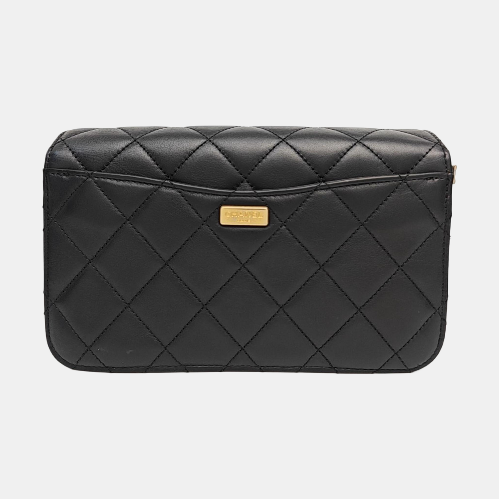 Quilted Calfskin Shoulder Bag Black