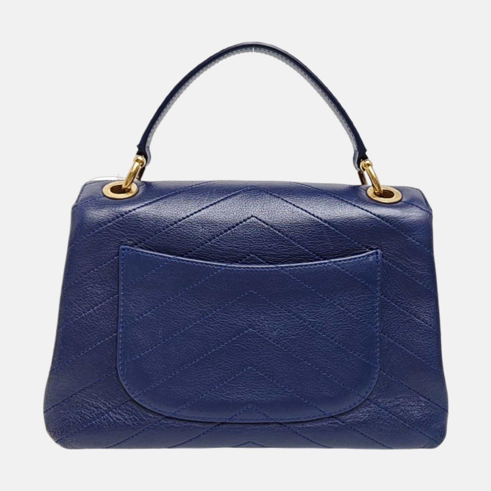 Chevron Calfskin Shoulder Bag Blue