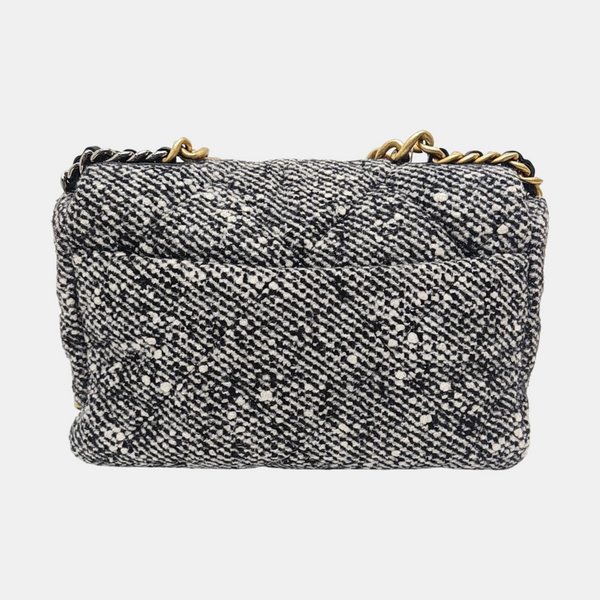 CHANEL 19 Large Quilted Wool Gray