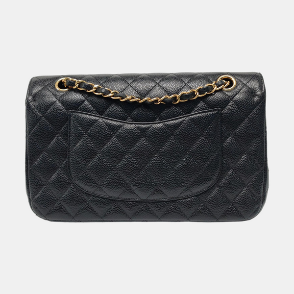 CLASSIC FLAP Medium Quilted Grained Calfskin Black