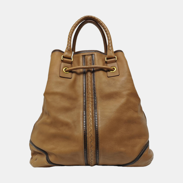Calfskin Top Handle Bag Brown