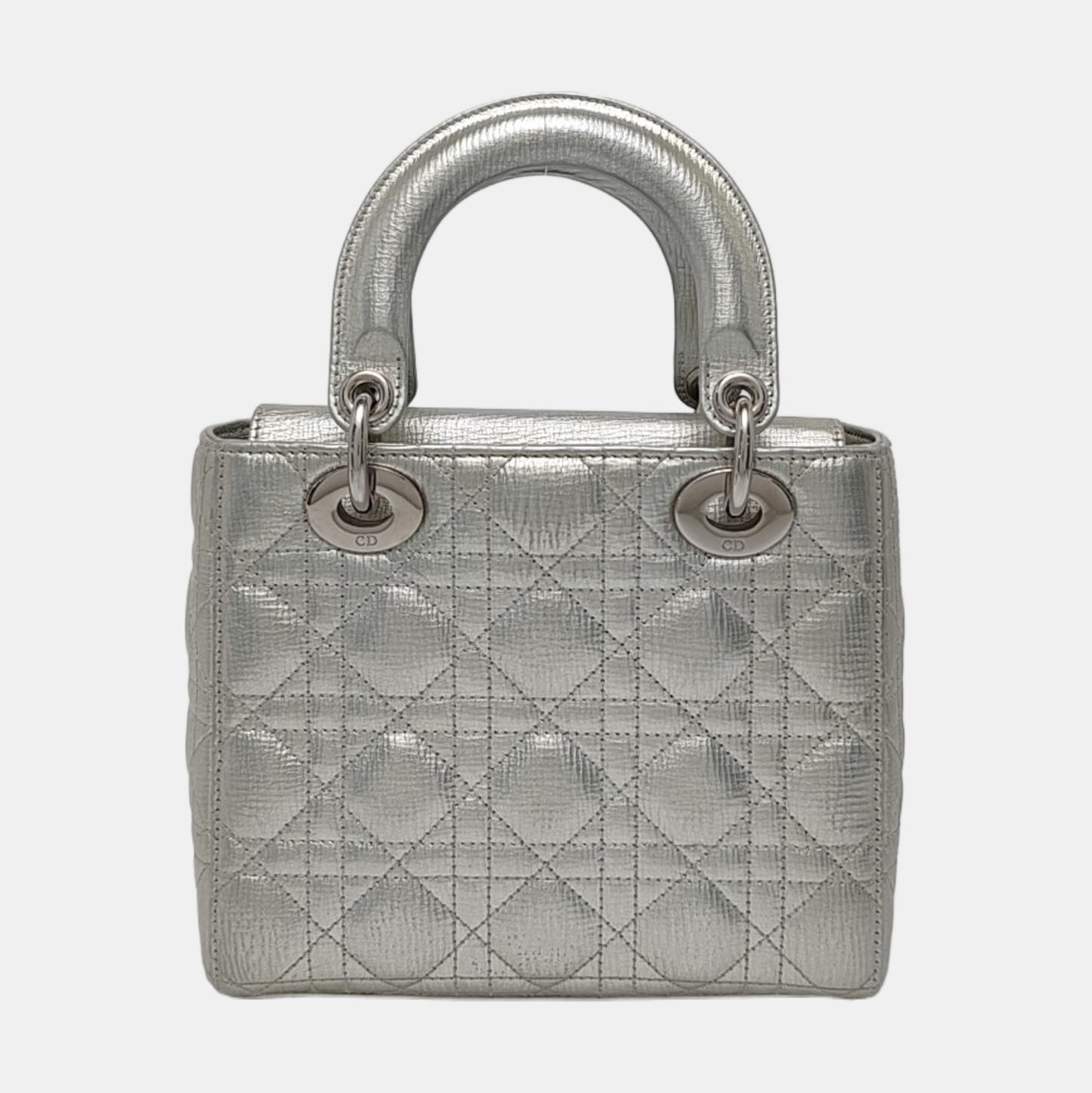 Authenticated pre-owned  Lady Dior Small Cannage Calfskin Silver - Tote Bag at Looply