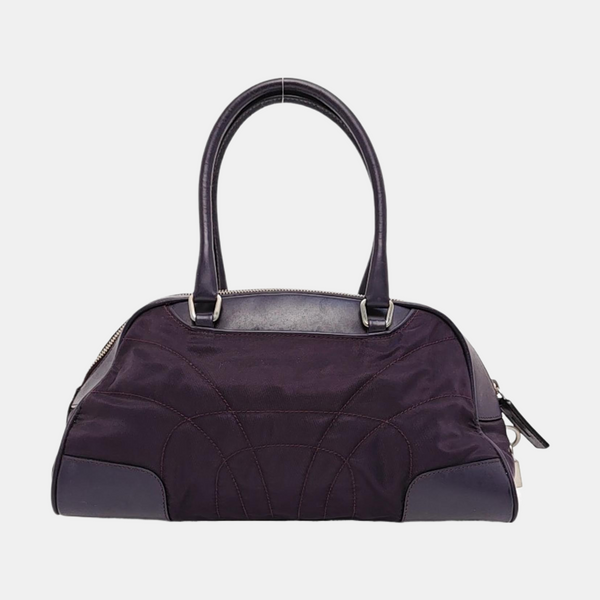 Quilted Nylon Top Handle Bag Purple