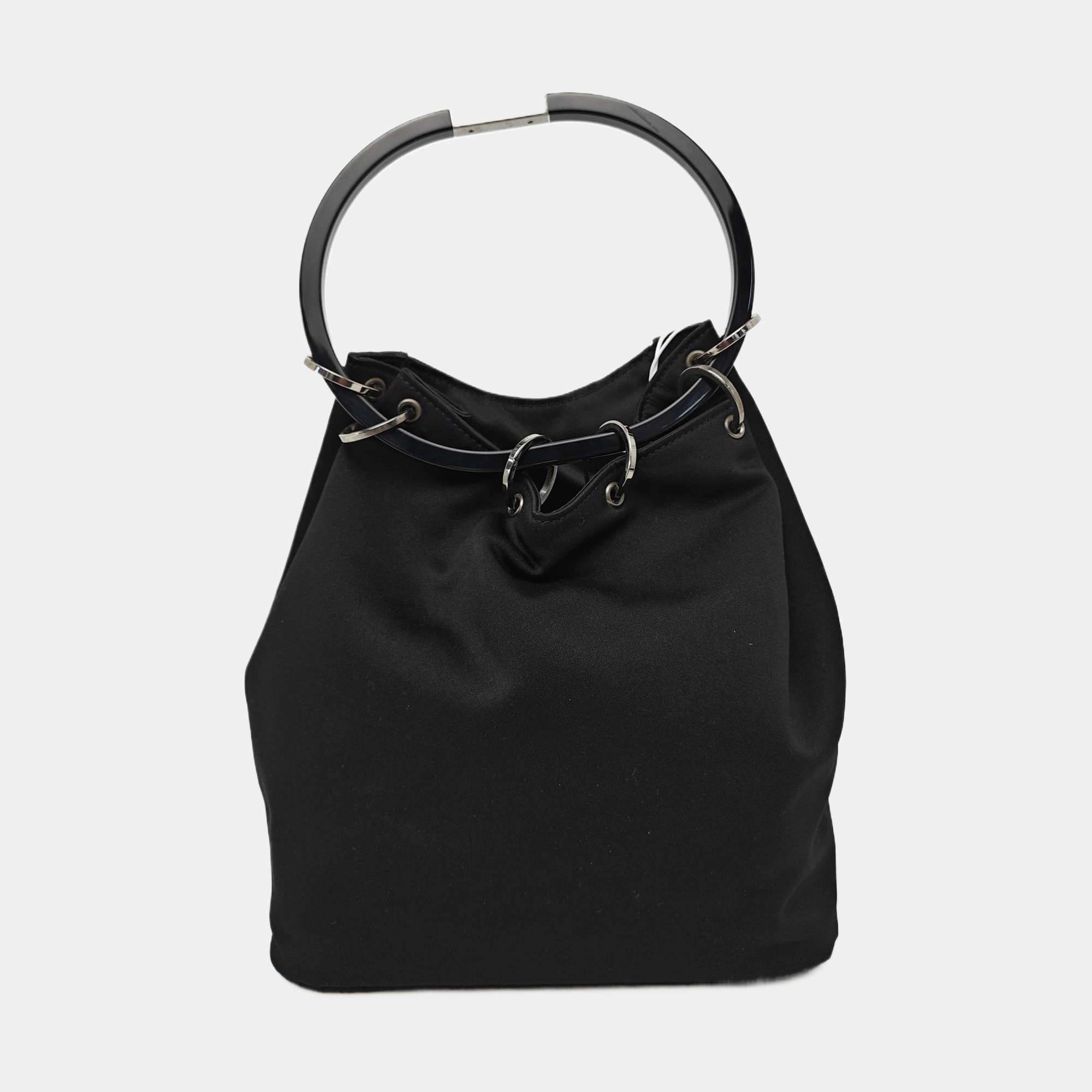 Fabric Top Handle Bag Black