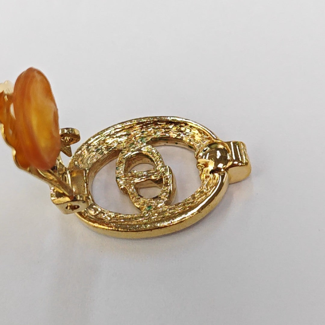 Petit CD Metal Gold Clip On Earrings