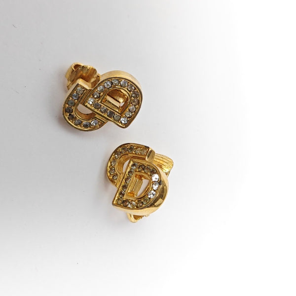 Petit CD Metal Gold Clip On Earrings