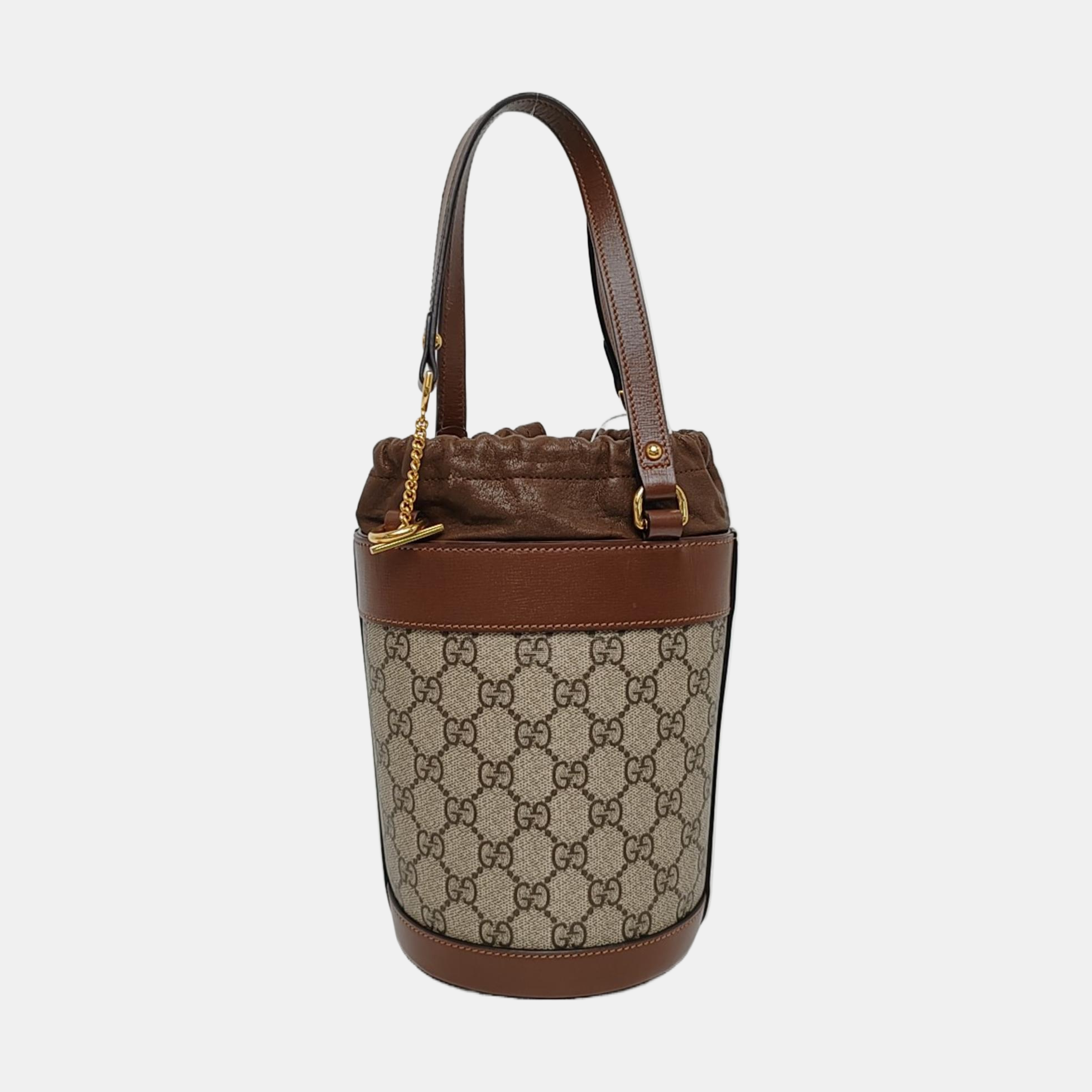 Authenticated pre-owned  Horsebit 1955 Small Coated Canvas Beige - Bucket Bag at Looply