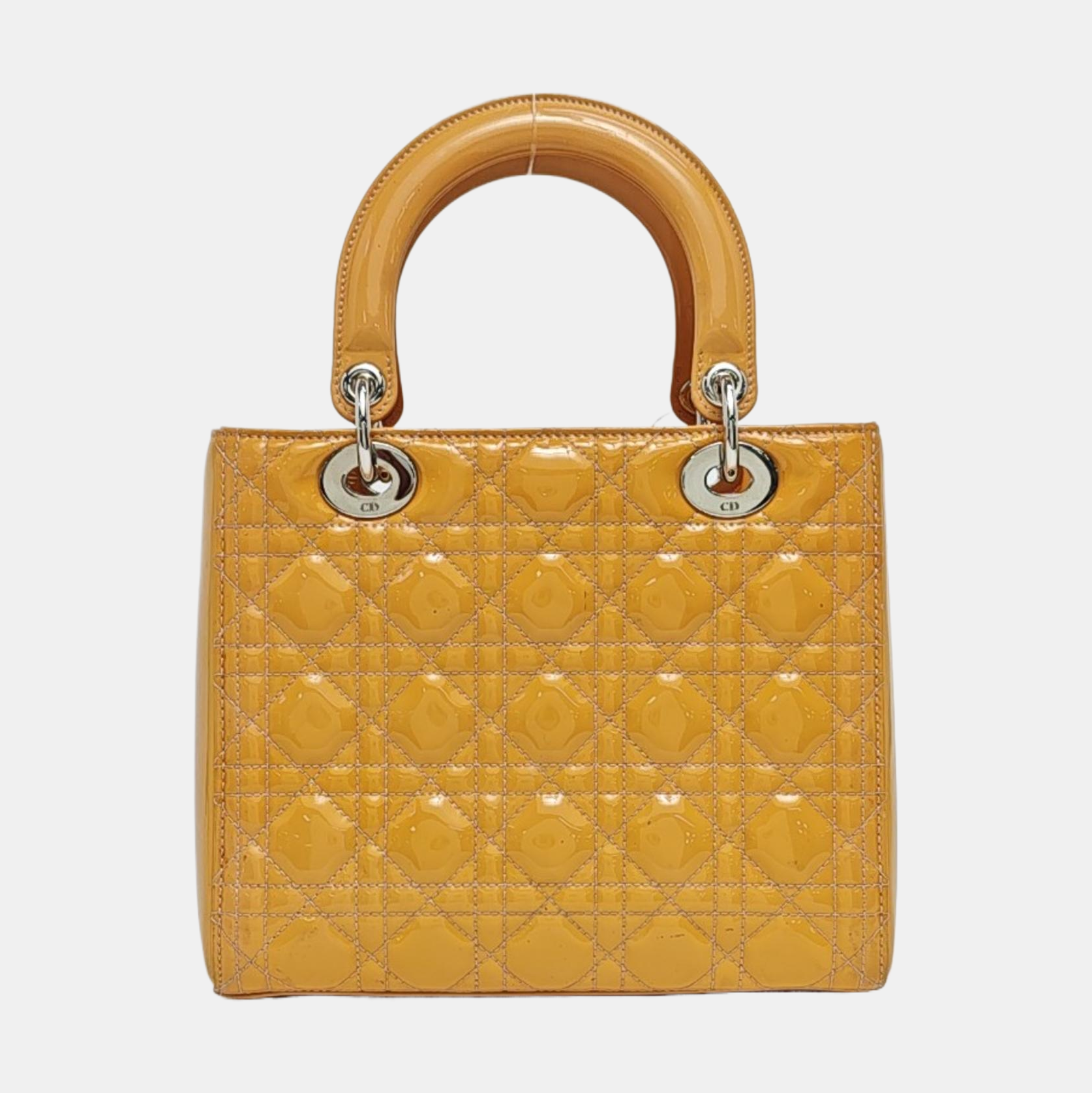 Lady Dior Medium Cannage Patent Leather Yellow