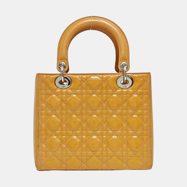 Lady Dior Medium Cannage Patent Leather Yellow