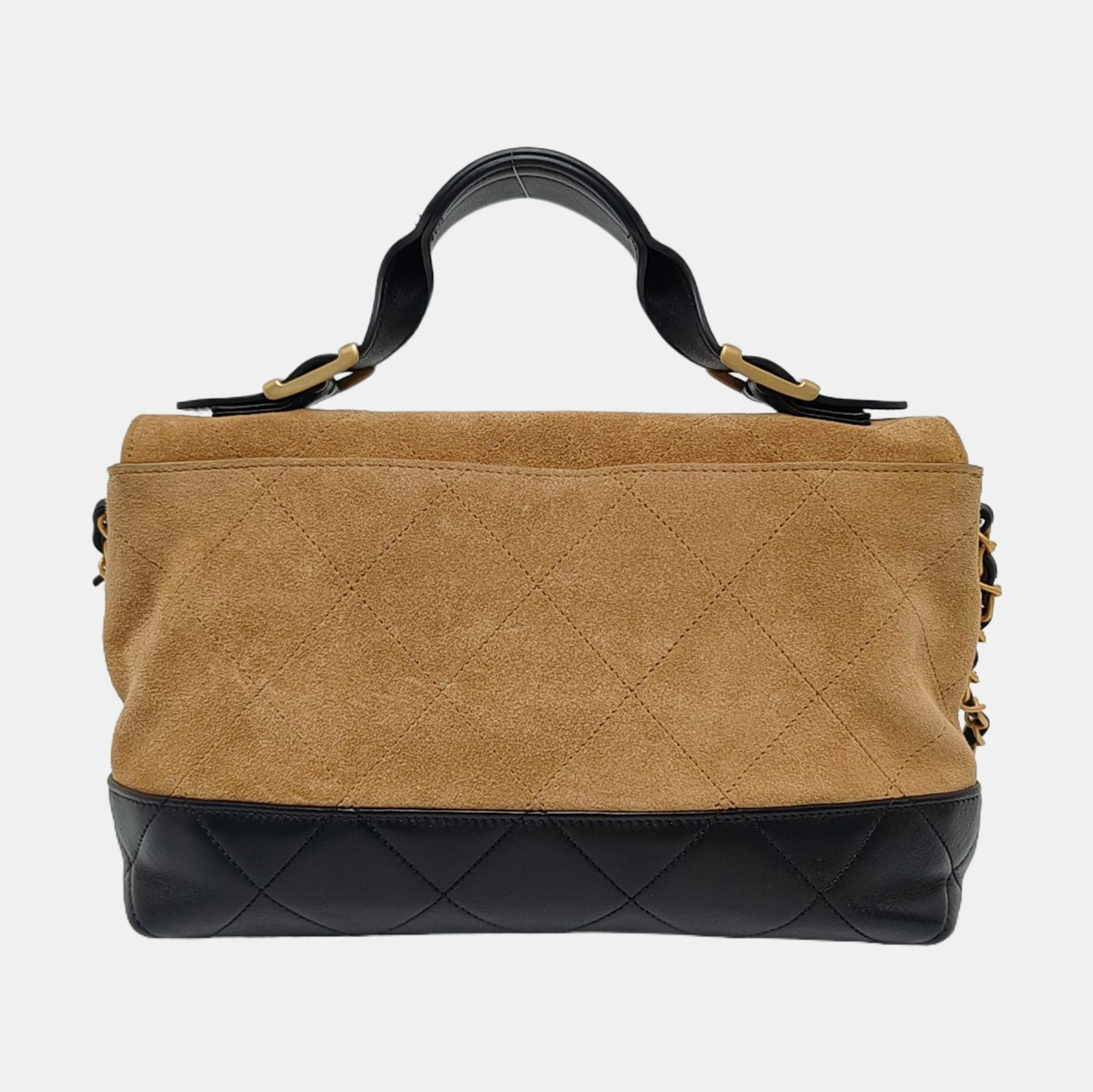 TRENDY CC Large Quilted Suede Beige