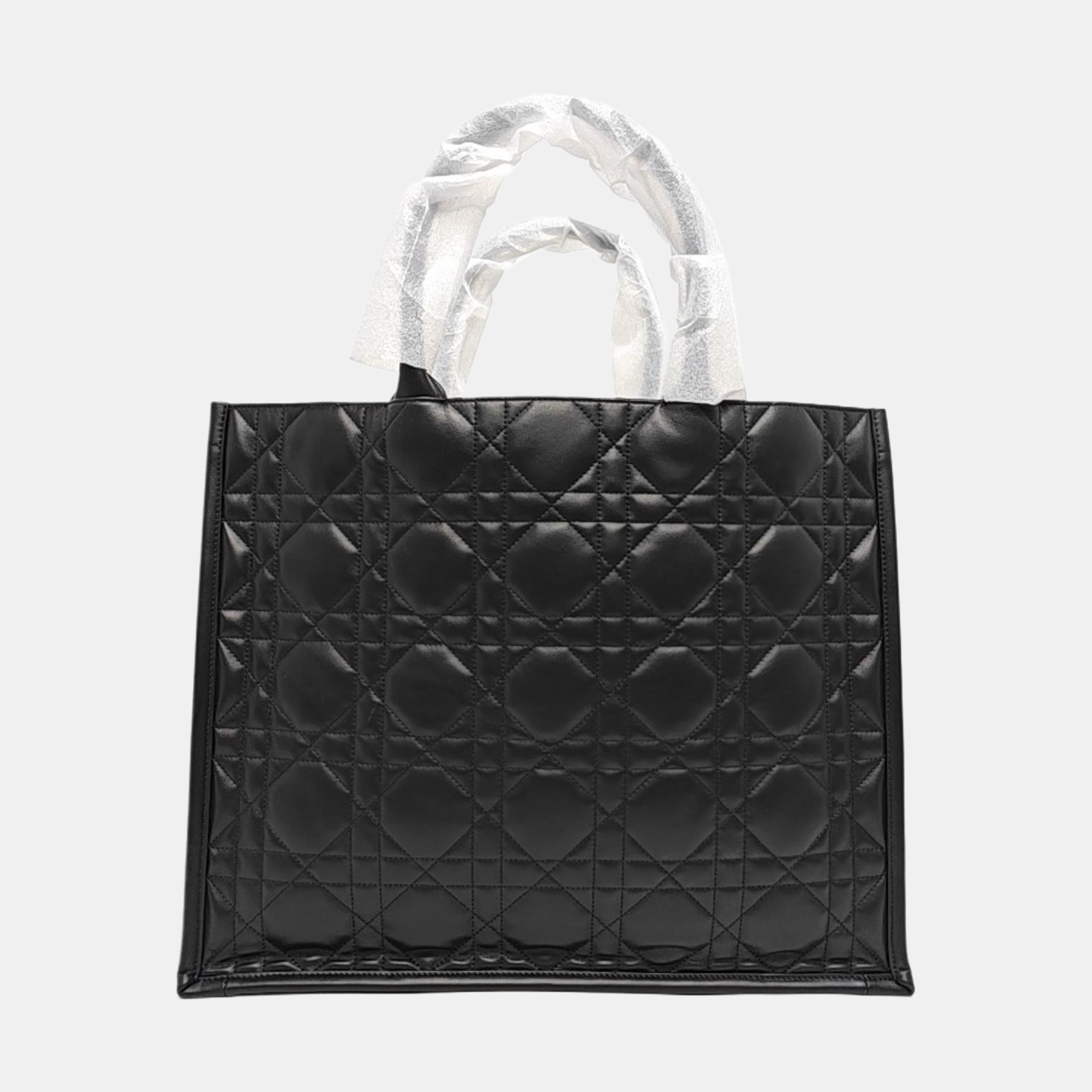 Book Tote Large Cannage Calfskin Black