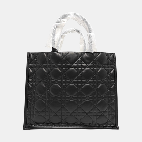 Book Tote Large Cannage Calfskin Black