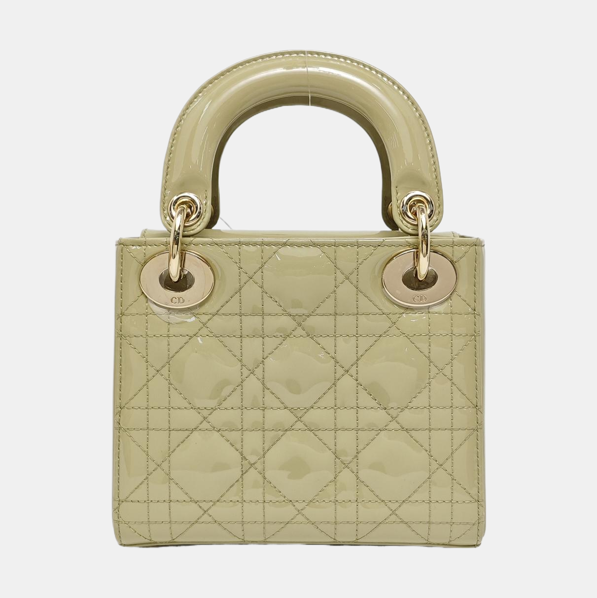 Authenticated pre-owned  Lady Dior Cannage Patent Leather Green - Shoulder Bag at Looply