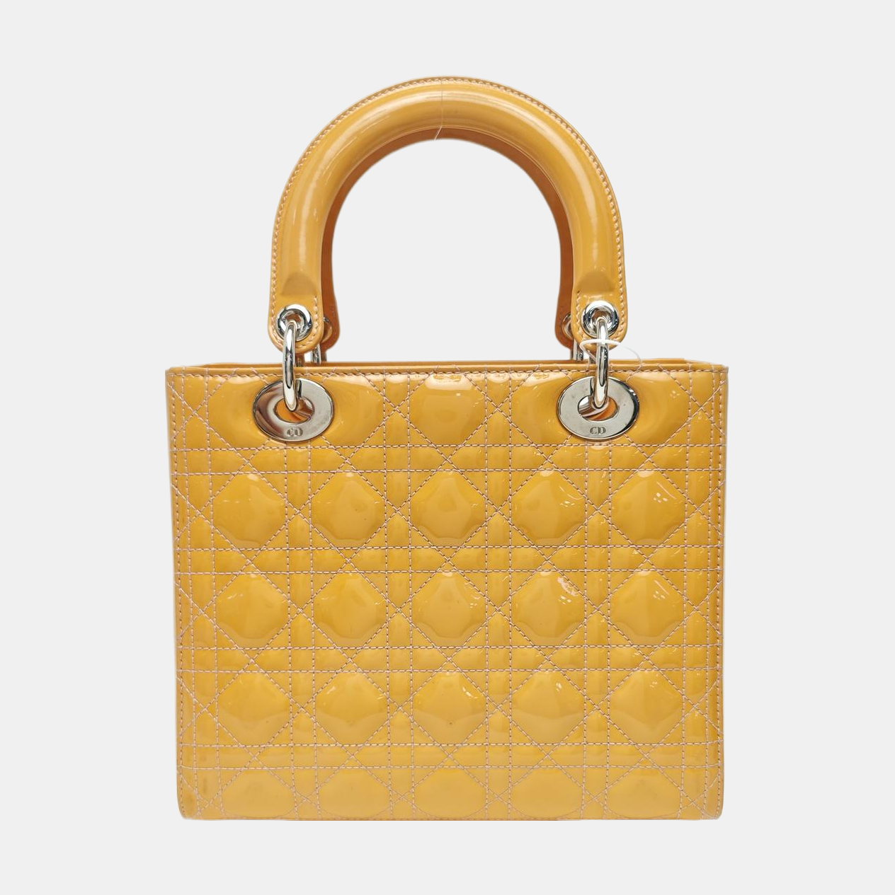 Lady Dior Medium Cannage Patent Leather Yellow