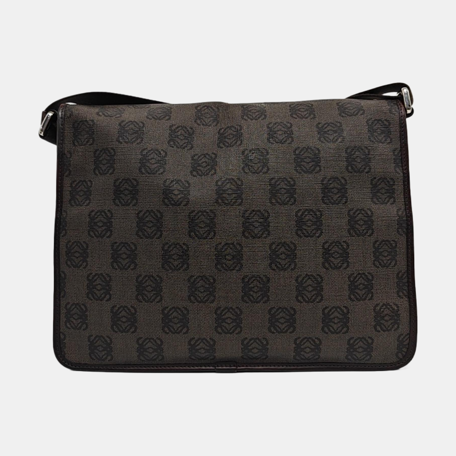 Coated Canvas Shoulder Bag Brown