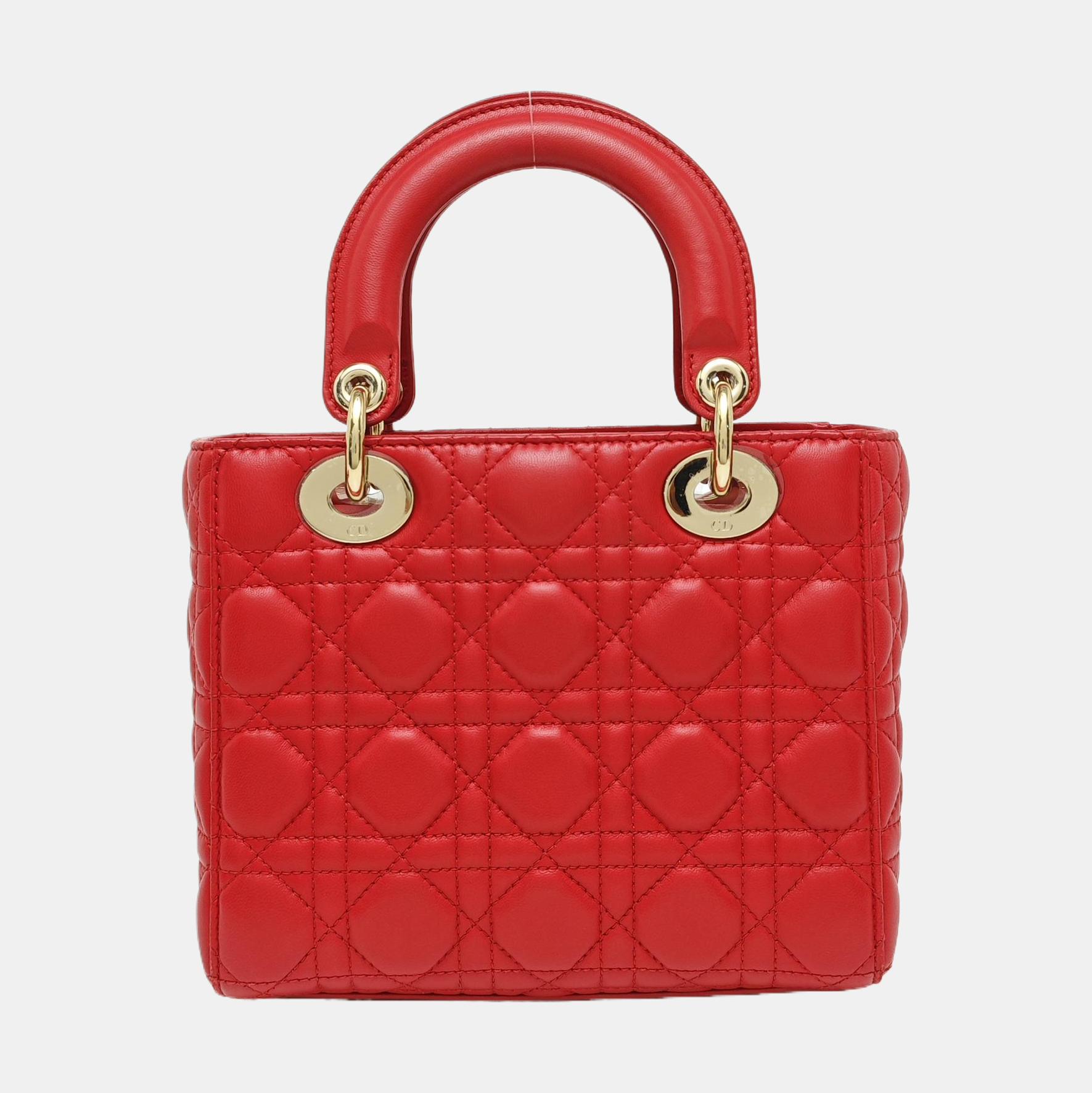Authenticated pre-owned  Lady Dior Quilted Lambskin Red - Tote Bag at Looply