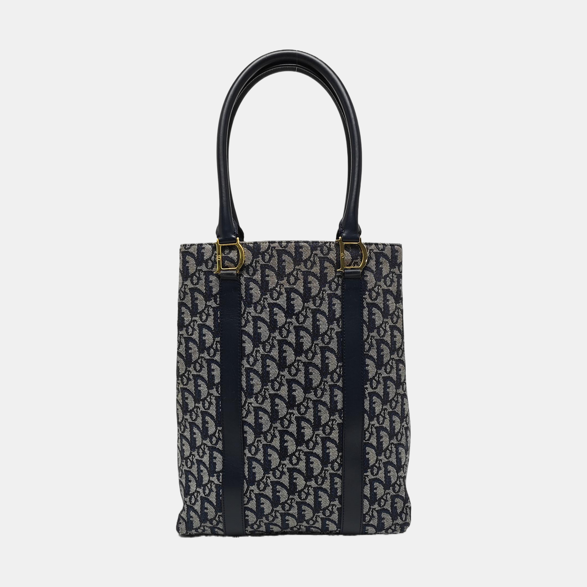 Oblique Canvas Tote Bag Blue