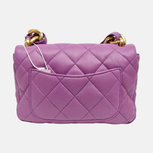 Quilted Lambskin Shoulder Bag Purple