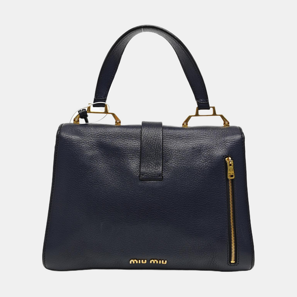 Calfskin Top Handle Bag Blue