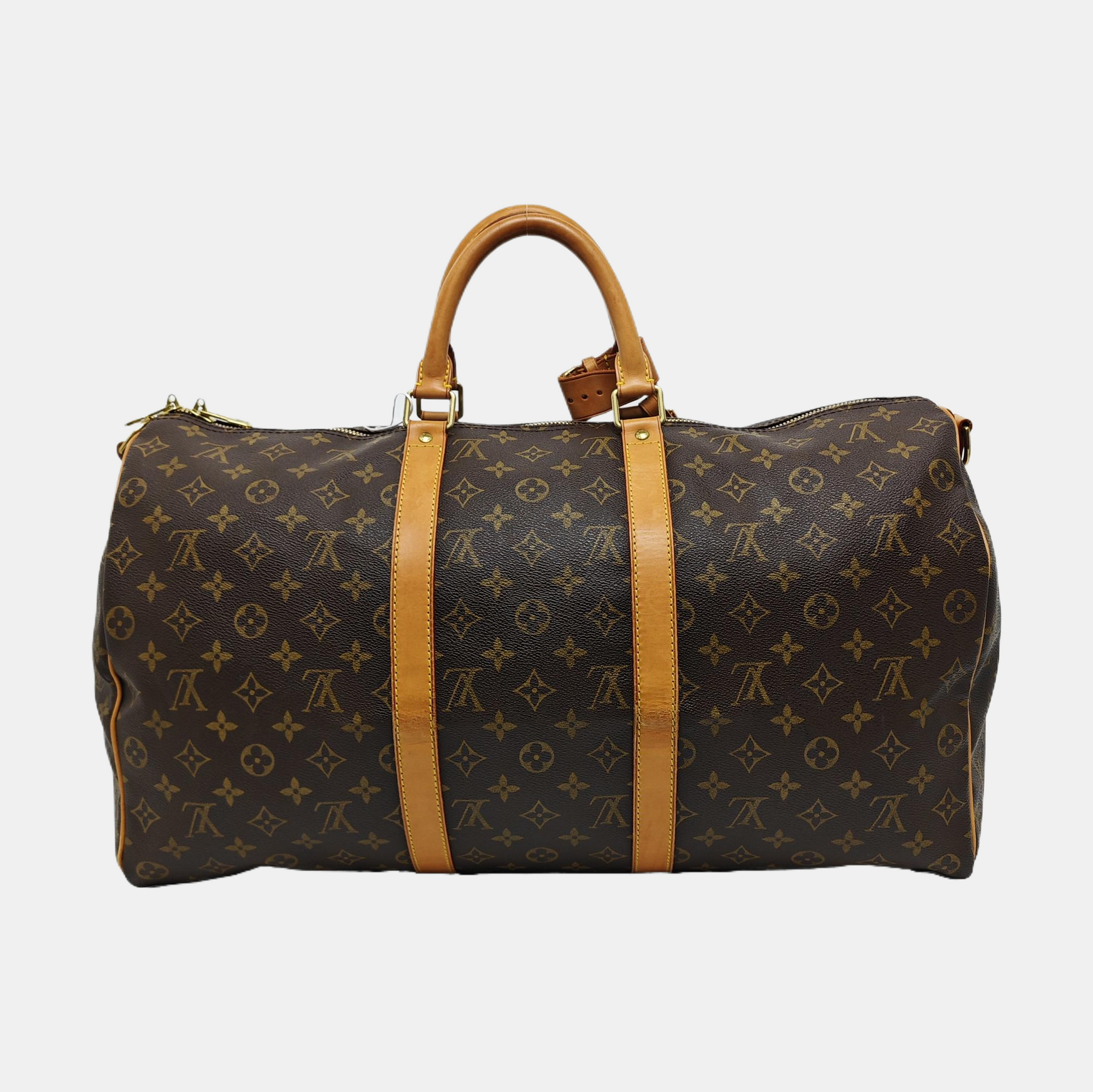 KEEPALL 50 Monogram Coated Canvas Brown