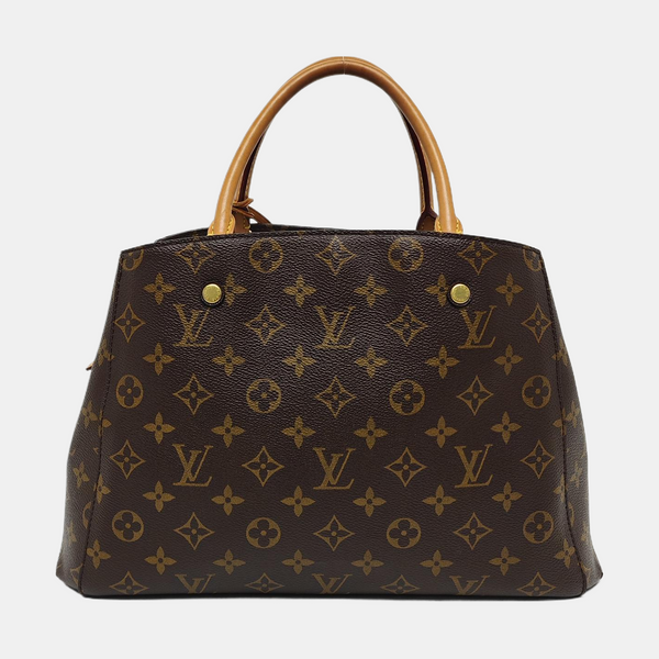 MONTAIGNE MM Monogram Coated Canvas Brown