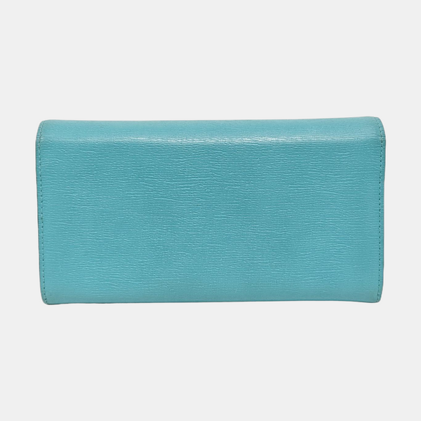 Bright Bit Calfskin Blue Wallet