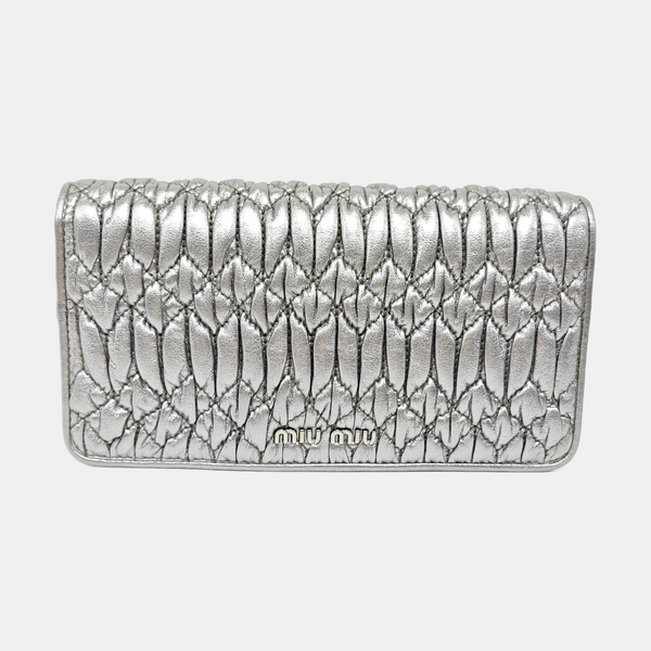 Crystal Mini Quilted Lambskin Gray