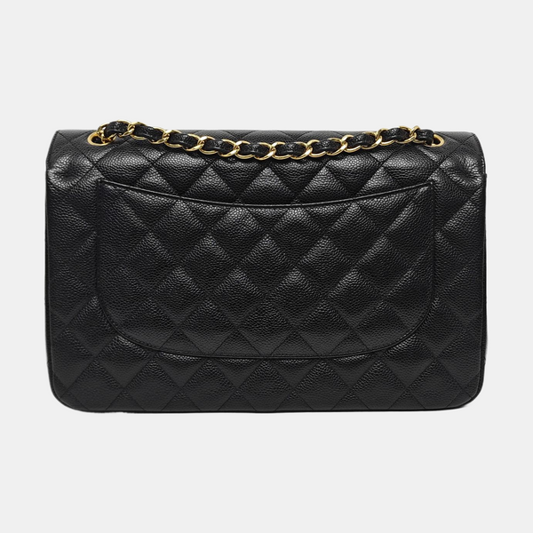 CLASSIC FLAP Jumbo Quilted Grained Calfskin Black