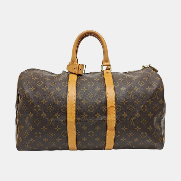 KEEPALL 45 Monogram Coated Canvas Brown