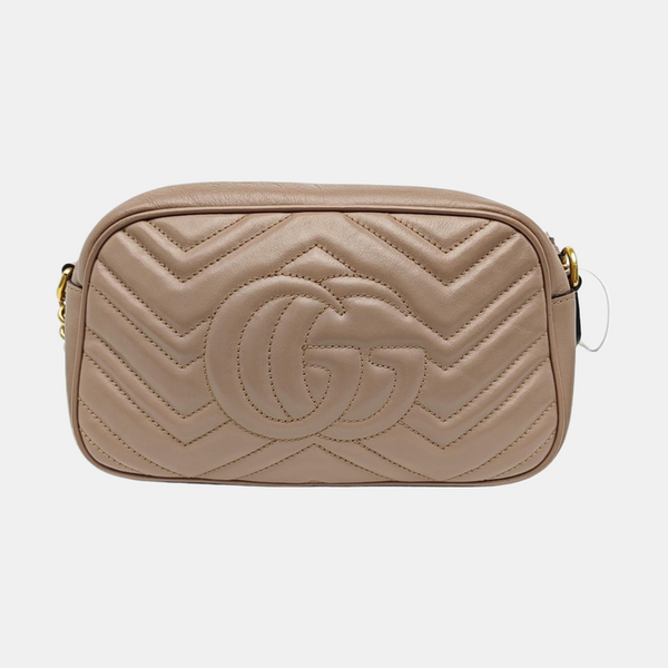 GG Marmont Small Quilted Calfskin Beige