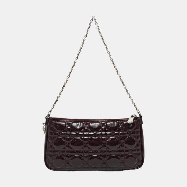 Lady Dior Medium Cannage Patent Leather Red