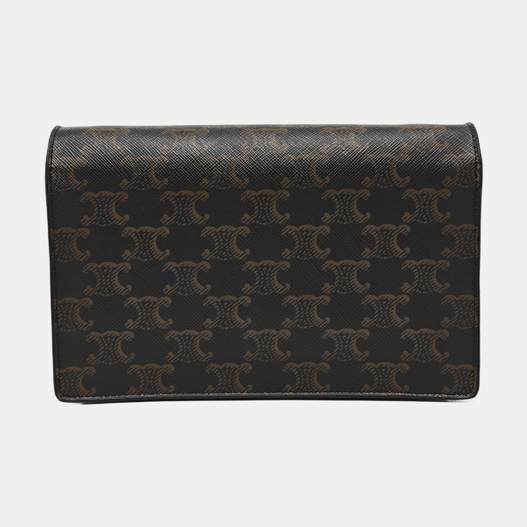 Authenticated pre-owned  TRIOMPHE CANVAS Coated Canvas Brown - Shoulder Bag at Looply