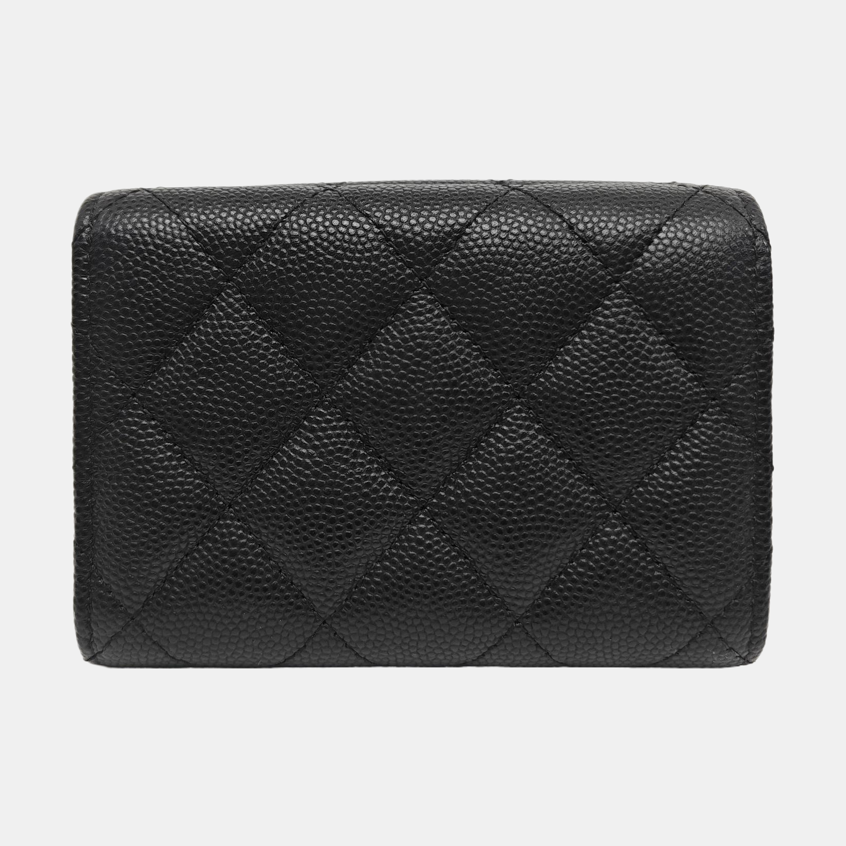 Quilted Grained Calfskin Wallet Black