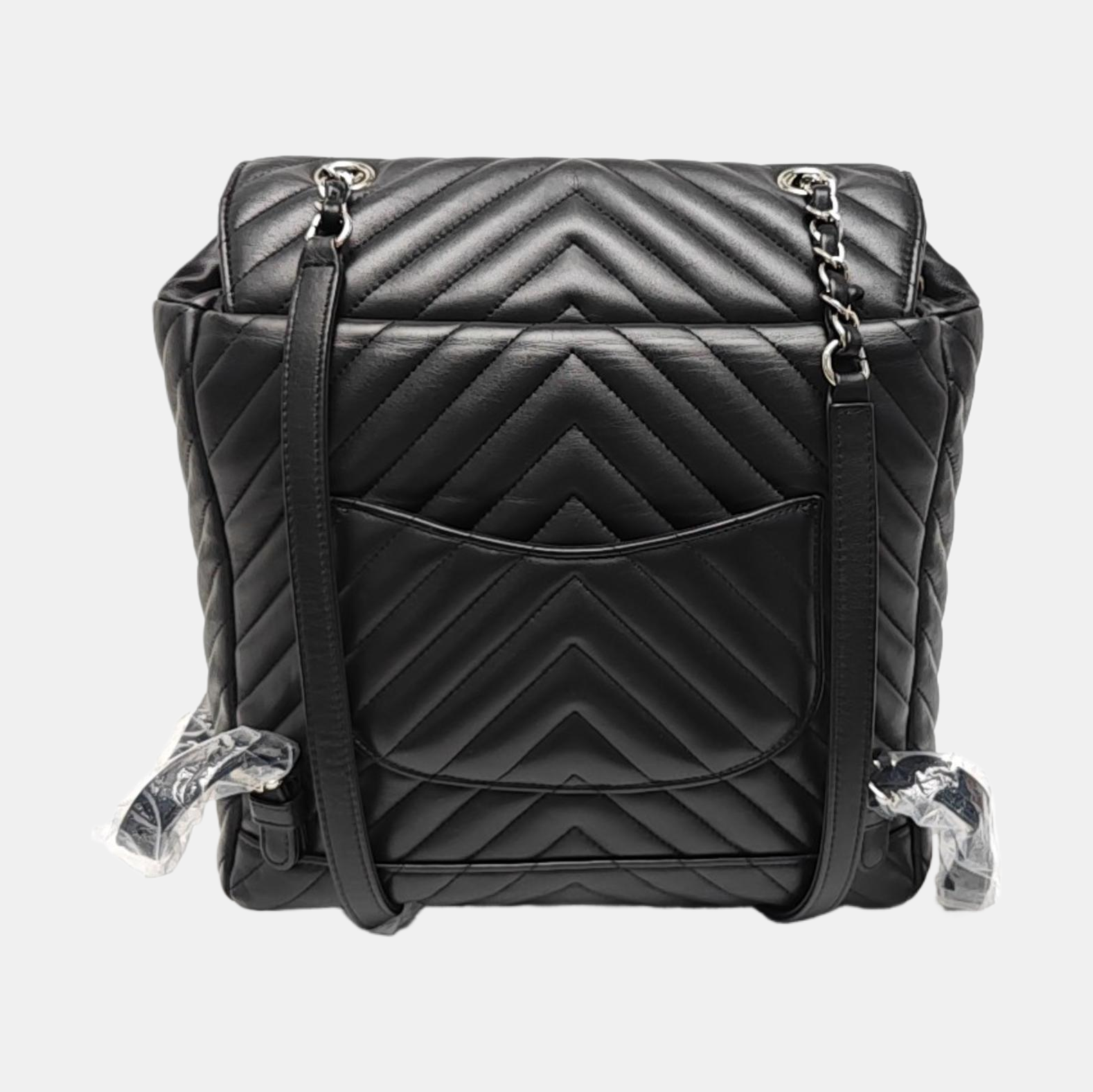 Chevron Calfskin Backpack Black